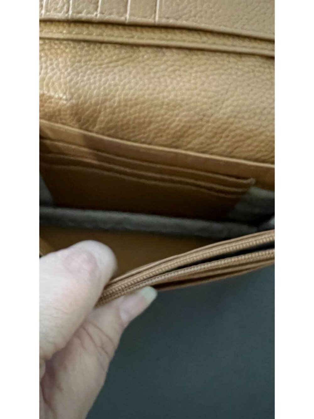 Michael Kors Monogram Wallet-On-Strap Crossbody Tan/White - Picture 13 of 16